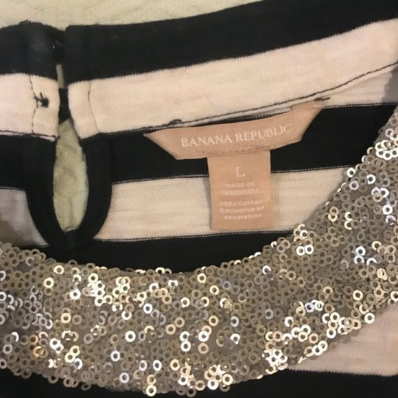 Banana republic sequin collar striped tee - Picture 2 of 6